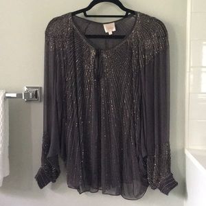 Parker beaded silk blouse
